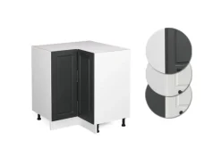 Vicco Eckunterschrank R-Line Anthrazit Landhaus/Weiß 76 cm ohne Arbeitsplatte