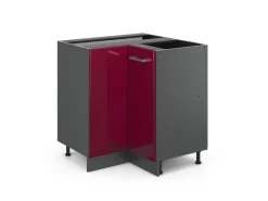 Hot Vicco Eckunterschrank R-Line Bordeaux Hochglanz/Anthrazit 76 cm ohne Arbeitsplatte Bordeaux-Glanz