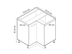 Hot Vicco Eckunterschrank R-Line Bordeaux Hochglanz/Anthrazit 76 cm ohne Arbeitsplatte Bordeaux-Glanz