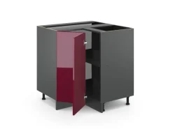 Hot Vicco Eckunterschrank R-Line Bordeaux Hochglanz/Anthrazit 76 cm ohne Arbeitsplatte Bordeaux-Glanz