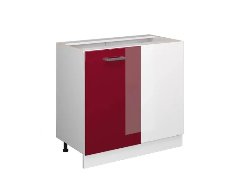 Discount Vicco Eckunterschrank R-Line Bordeaux Hochglanz/Weiß 86 cm ohne Arbeitsplatte Bordeaux-Glanz