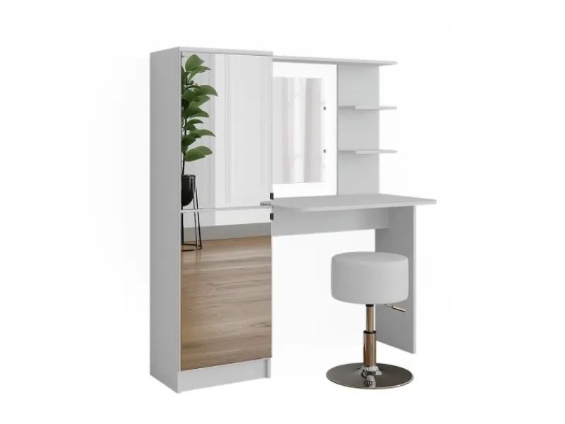 Discount Vicco Frisiertisch Jasmin Weiß 123 x 141.2 cm mit Hocker