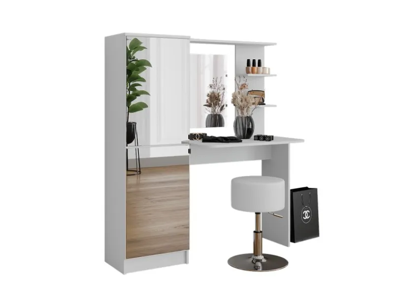 Discount Vicco Frisiertisch Jasmin Weiß 123 x 141.2 cm mit Hocker