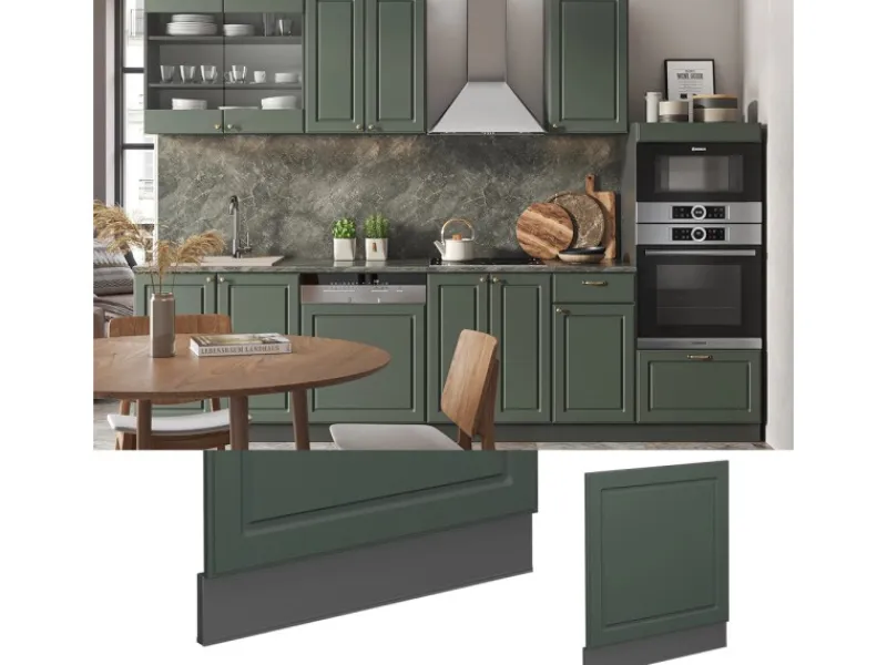 Outlet Vicco Frontblende Fame-Line Grün-Gold Landhaus/Anthrazit 60 cm ohne Arbeitsplatte Dunkelgrün