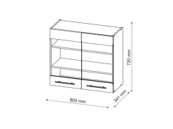 Sale Vicco Küchenglasschrank Fame-Line Glashängeschrank Landhaus/Anthrazit 80 cm Weiß
