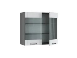 Sale Vicco Küchenglasschrank Fame-Line Glashängeschrank Landhaus/Anthrazit 80 cm Weiß