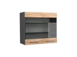 Vicco Küchenglasschrank Fame-Line Glashängeschrank Goldkraft /Anthrazit 80 cm