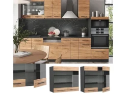 Vicco Küchenglasschrank Fame-Line Glashängeschrank Goldkraft /Anthrazit 80 cm