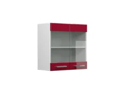 Vicco Küchenglasschrank R-Line Glashängeschrank Bordeaux Hochglanz/Weiß 60 cm