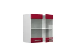 Vicco Küchenglasschrank R-Line Glashängeschrank Bordeaux Hochglanz/Weiß 60 cm