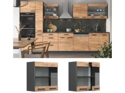 Discount Vicco Küchenglasschrank R-Line Glashängeschrank Goldkraft /Anthrazit 60 cm Eiche