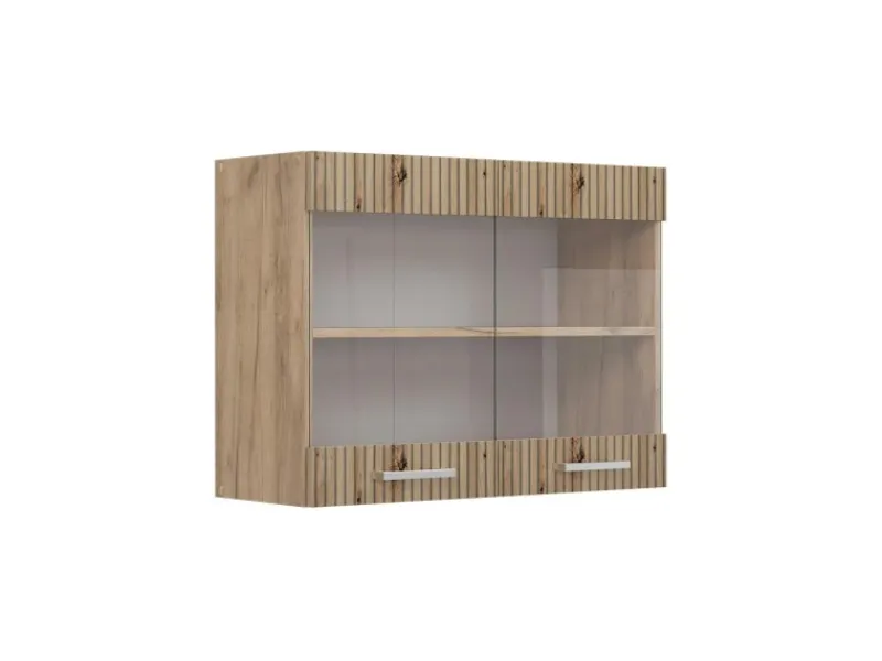 Clearance Vicco Küchenglasschrank R-Line Glashängeschrank Artisan-Eiche/Goldkraft Eiche 80 cm Artisan Eiche
