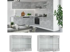 Vicco Küchenglasschrank R-Line Glashängeschrank /Weiß 80 cm Beton