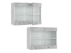 Vicco Küchenglasschrank R-Line Glashängeschrank /Weiß 80 cm Beton