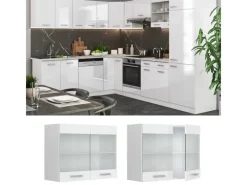 Sale Vicco Küchenglasschrank R-Line Glashängeschrank Hochglanz/ 80 cm Weiß