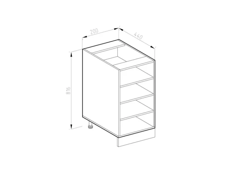Vicco Küchenregal R-Line Offener Küchenschrank / 20 cm ohne Arbeitsplatte