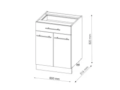 Vicco Küchenunterschrank Fame-Line Grün-Gold Landhaus/Anthrazit 60 cm mit Schublade ohne Arbeitsplatte