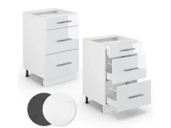 Clearance Vicco Küchenunterschrank Fame-Line Hochglanz/ 50 cm ohne Arbeitsplatte Weiß