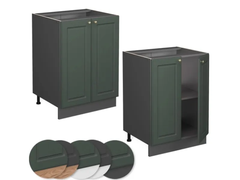 Vicco Küchenunterschrank Fame-Line Grün-Gold Landhaus/Anthrazit 60 cm ohne Arbeitsplatte