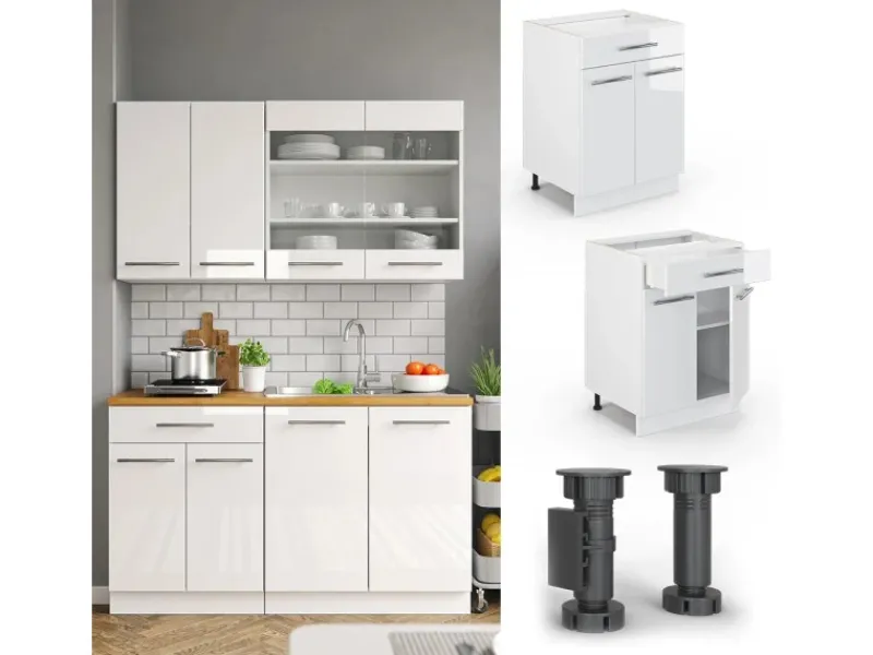 Vicco Küchenunterschrank Fame-Line Hochglanz/ 60 cm mit Schublade ohne Arbeitsplatte