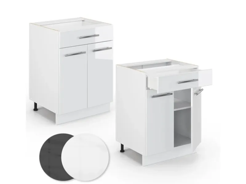 Vicco Küchenunterschrank Fame-Line Hochglanz/ 60 cm mit Schublade ohne Arbeitsplatte