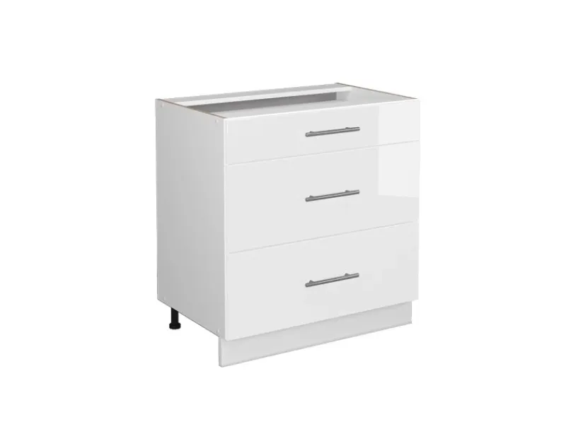 Vicco Küchenunterschrank Fame-Line Hochglanz/ 80 cm mit 3 Schubladen ohne Arbeitsplatte