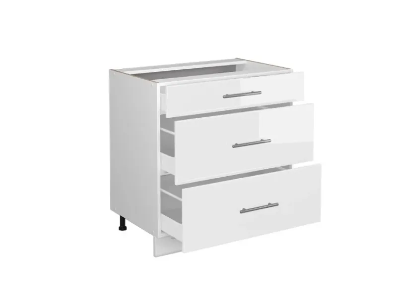 Vicco Küchenunterschrank Fame-Line Hochglanz/ 80 cm mit 3 Schubladen ohne Arbeitsplatte