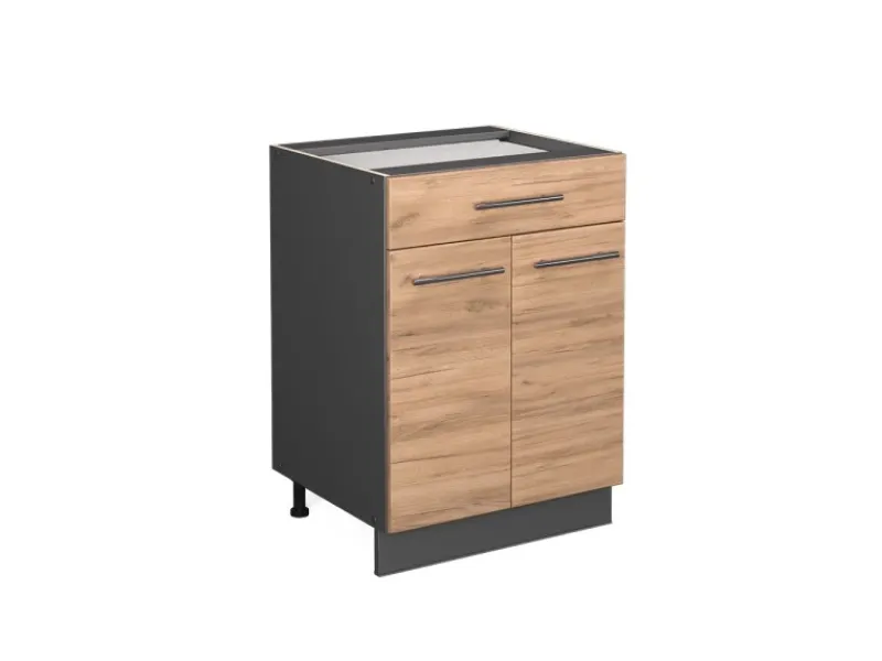 Online Vicco Küchenunterschrank Fame-Line Goldkraft /Anthrazit 60 cm mit Schublade ohne Arbeitsplatte Eiche