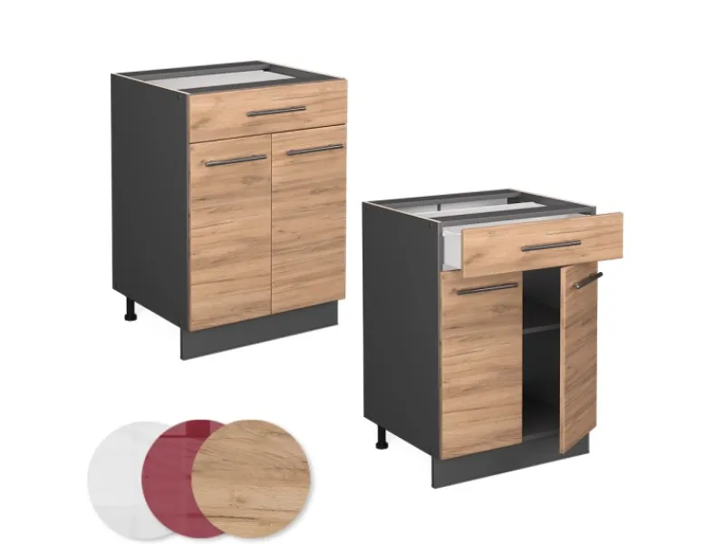 Online Vicco Küchenunterschrank Fame-Line Goldkraft /Anthrazit 60 cm mit Schublade ohne Arbeitsplatte Eiche