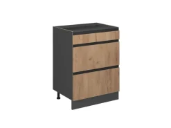 Vicco Küchenunterschrank R-Line Goldkraft /Anthrazit 60 cm J-Shape mit Schubladen ohne Arbeitsplatte