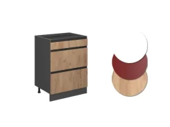 Vicco Küchenunterschrank R-Line Goldkraft /Anthrazit 60 cm J-Shape mit Schubladen ohne Arbeitsplatte