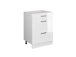 Vicco Küchenunterschrank R-Line Hochglanz/ 60 cm mit Schubladen ohne Arbeitsplatte Weiß