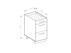 Vicco Küchenunterschrank R-Line Hochglanz/ 60 cm mit Schubladen ohne Arbeitsplatte Weiß