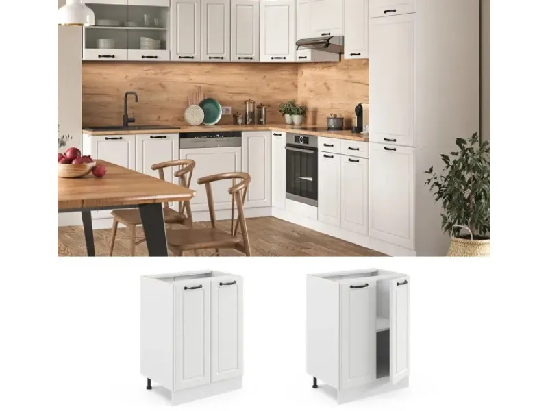 Online Vicco Küchenunterschrank R-Line Landhaus/ 60 cm ohne Arbeitsplatte Weiß