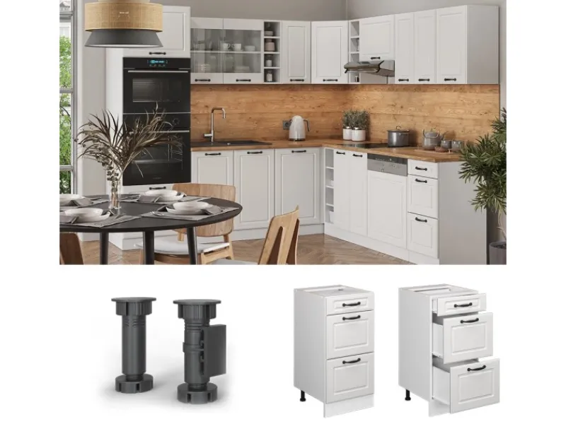 Vicco Küchenunterschrank R-Line Landhaus/ 40 cm mit Schubladen ohne Arbeitsplatte