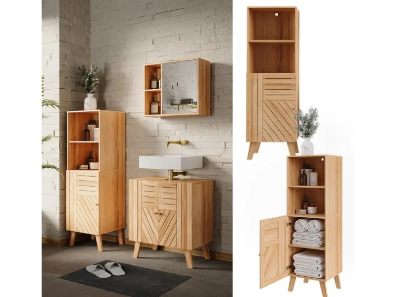 Sale Vicco Midischrank Lucie Bambus 40 x 124 cm Gelb