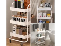 Discount Vicco Rollregal Tron Rollbare Küchen-Minibar 46x79 cm Weiß