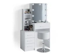 Vicco Schminktisch Conrada 36 cm mit LED Beleuchtung und Hocker