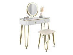 Vicco Schminktisch Grace Hochglanz 100 cm mit LED Beleuchtung und Hocker