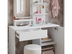 Sale Vicco Schminktisch Julia Weiß 90 cm mit LED-Spiegel QI-Ladegerät und Hocker