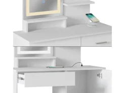 Sale Vicco Schminktisch Julia Weiß 90 cm mit LED-Spiegel QI-Ladegerät und Hocker