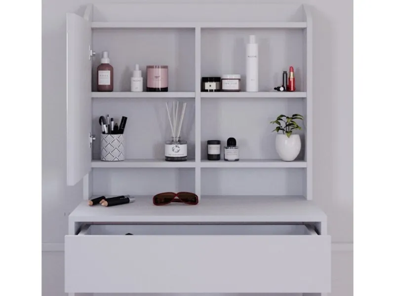 Vicco Schminktisch Laura Weiß 70 cm mit LED Beleuchtung und Hocker