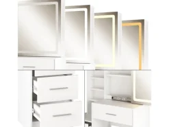 Online Vicco Schminktisch Lisca Weiß 80 cm mit LED-Spiegel und Hocker