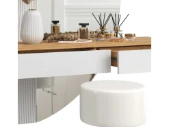 New Vicco Schminktisch Melisa Weiß/Eiche 120 cm mit LED Beleuchtung und Hocker