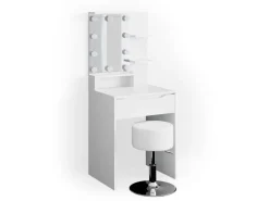 Vicco Schminktisch Ruben Weiß 60 cm mit LED Beleuchtung und Hocker