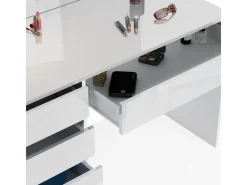 Vicco Schminktisch Sherry Weiß 55 cm mit LED Beleuchtung und Hocker