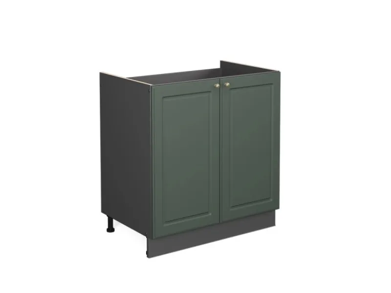 New Vicco Spülenunterschrank Fame-Line Grün-Gold Landhaus/Anthrazit 80 cm ohne Arbeitsplatte Dunkelgrün