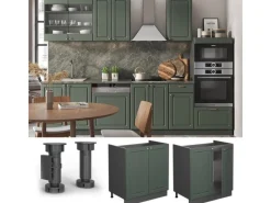 New Vicco Spülenunterschrank Fame-Line Grün-Gold Landhaus/Anthrazit 80 cm ohne Arbeitsplatte Dunkelgrün