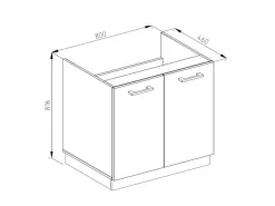 Vicco Spülenunterschrank R-Line Goldkraft /Anthrazit 80 cm J-Shape ohne Arbeitsplatte