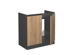 Vicco Spülenunterschrank R-Line Goldkraft /Anthrazit 80 cm J-Shape ohne Arbeitsplatte